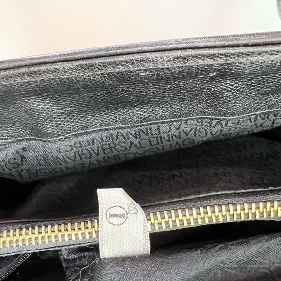 🎈2X HOST PICK 🎈Versace Couture Sunburst Medallion Black Leather Zip Bag - Picture 10 of 14